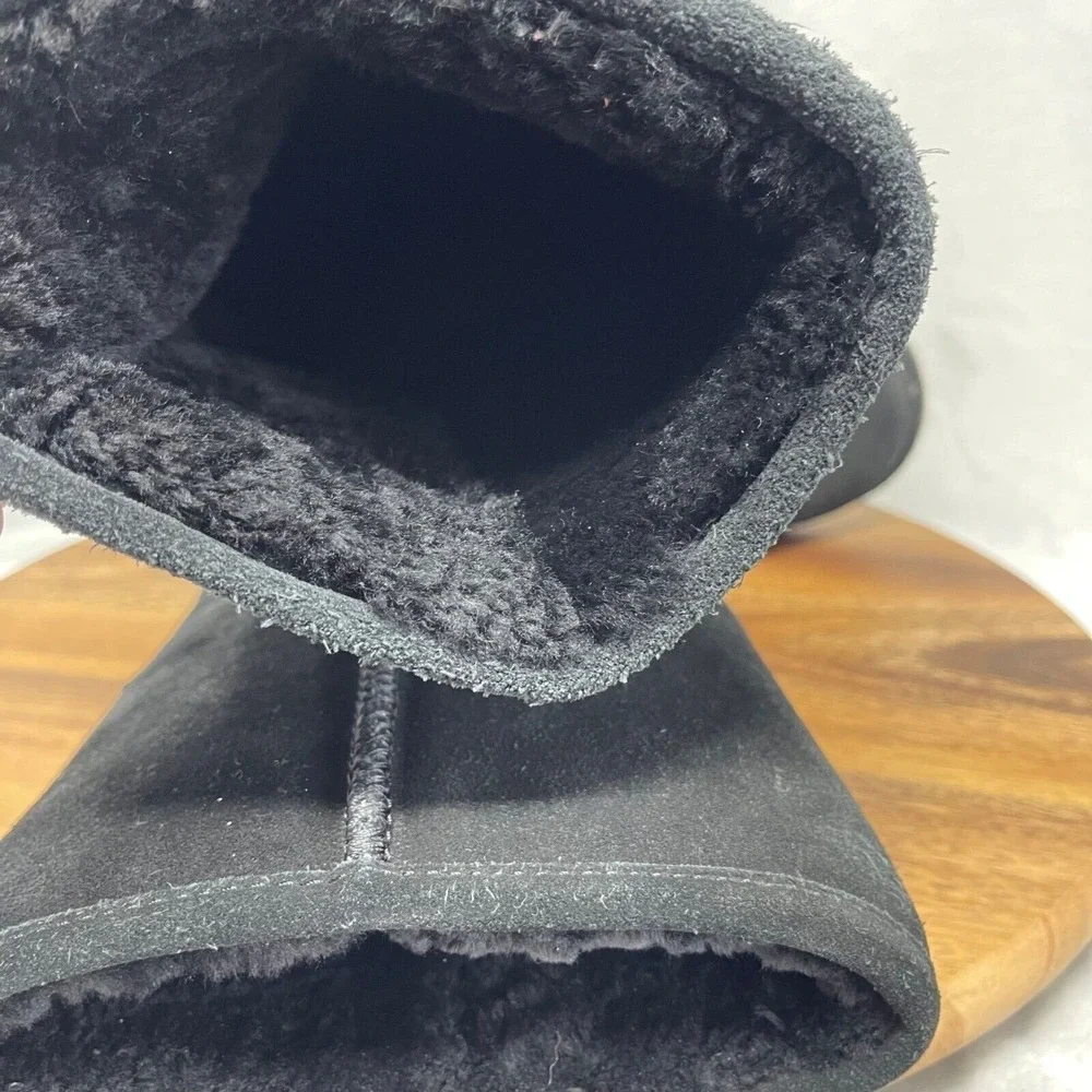 Björndal Boots Womens 6 Black Suede‎ Sheepskin Wool Lined Mid Calf Tall Zoe